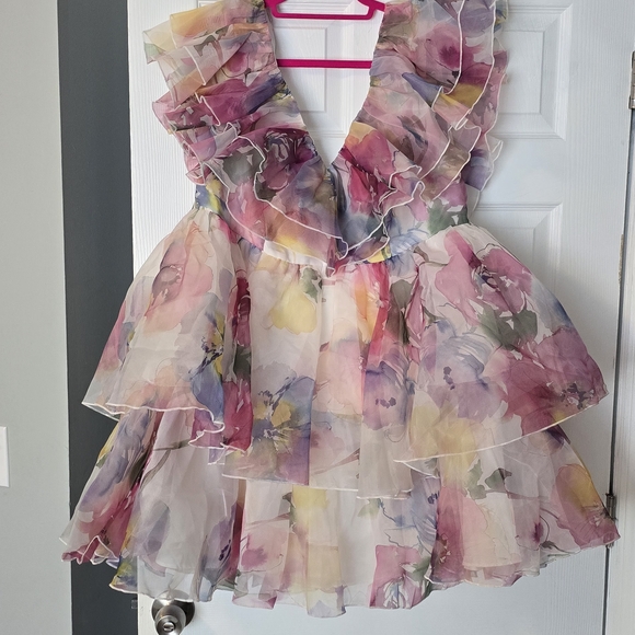 ASOS Curve Floral Ruffle Midi Dress - Multicolor - Picture 1 of 3